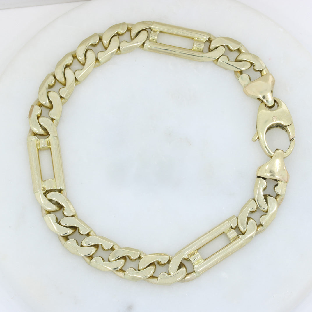 Pre Owned 9ct Yellow Gold 8 1/4" Chunky Flat Curb Bracelet