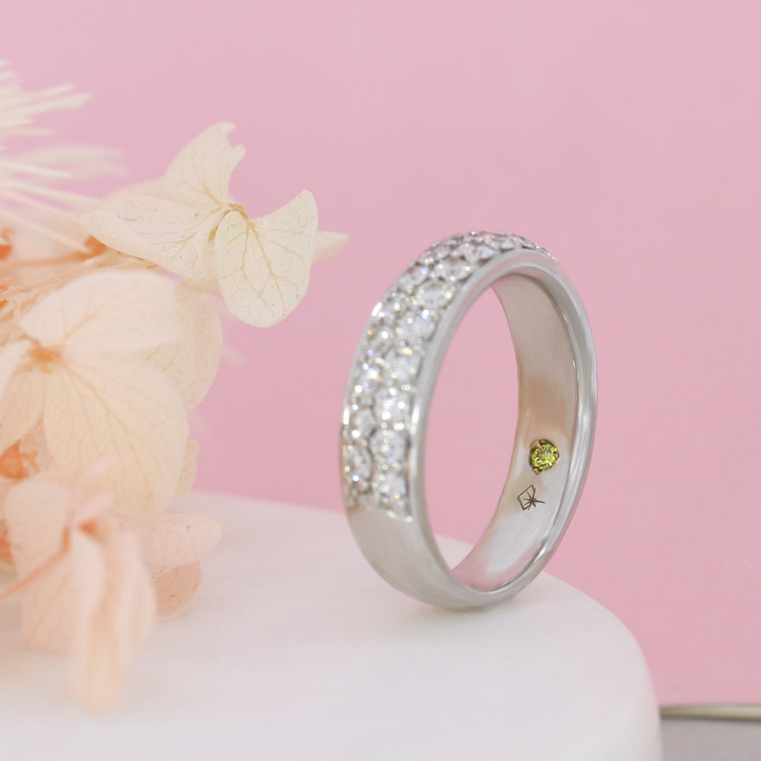 Pre Owned 18ct White Gold Pave Set 2 Row Diamond Ring Approx 1ct