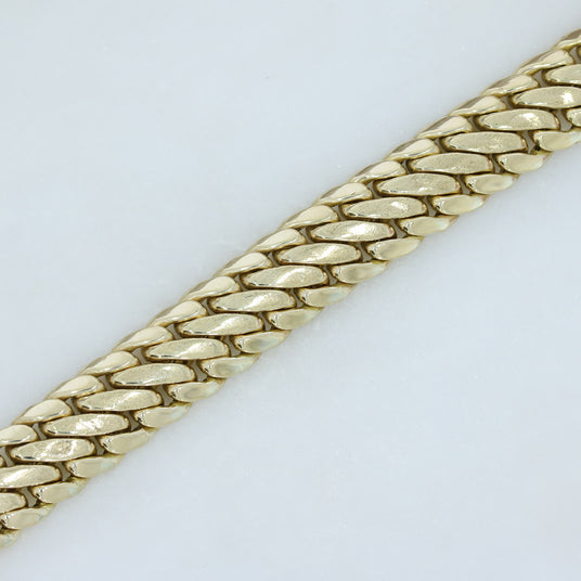 Pre Owned 9ct Yellow Gold Wide Flat Snake Bracelet 20cm