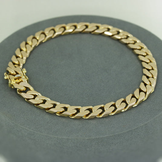 Pre Owned 9ct Yellow Gold Chunky Flat Curb Bracelet