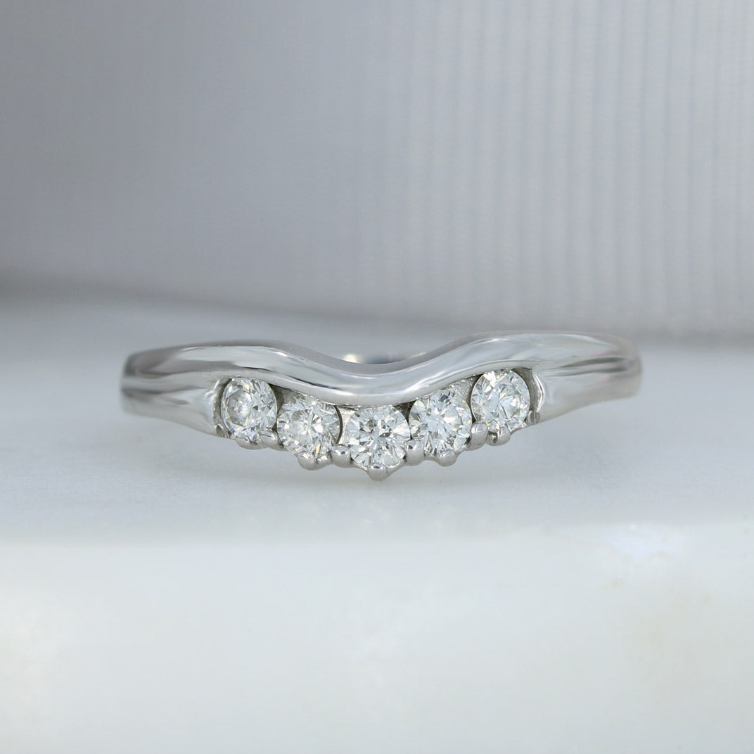 Pre Owned 18ct White Gold Curved Diamond Ring 0.30ct