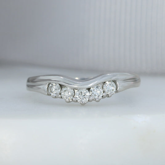 Pre Owned 18ct White Gold Curved Diamond Ring 0.30ct