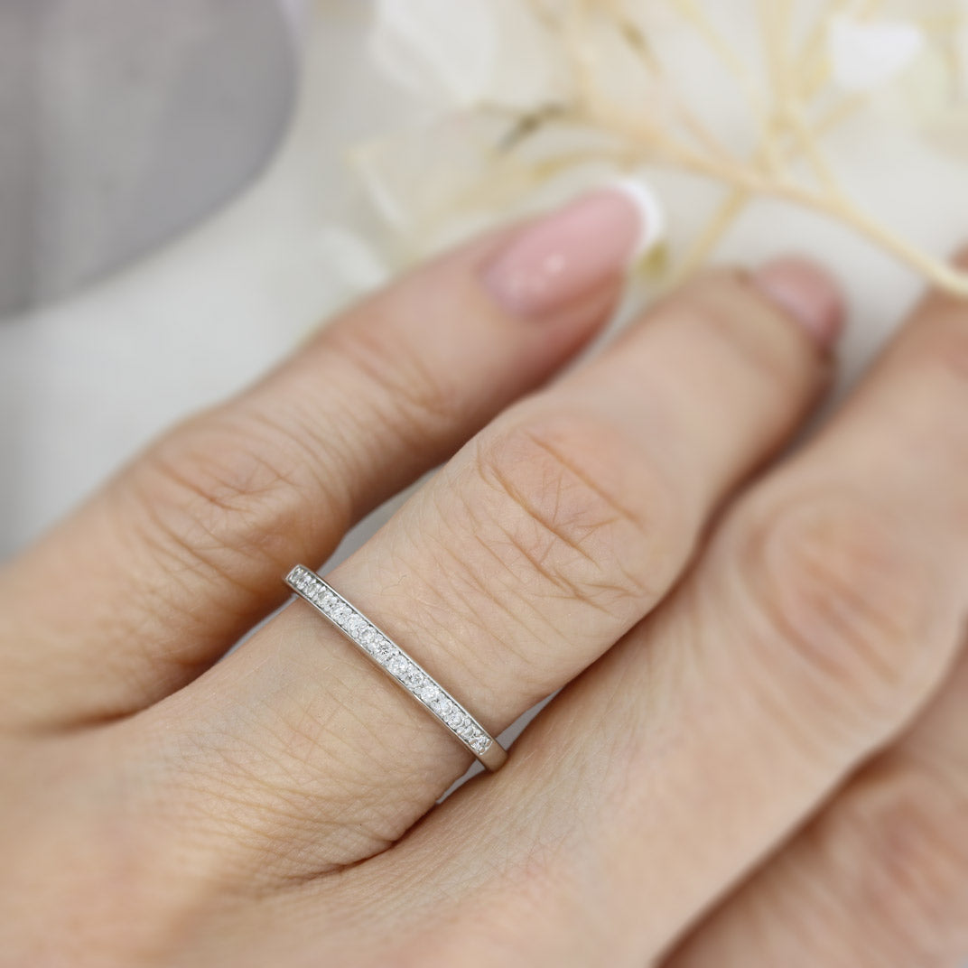 Pre Owned 18ct White Gold Narrow Pave Set Diamond Eternity Ring