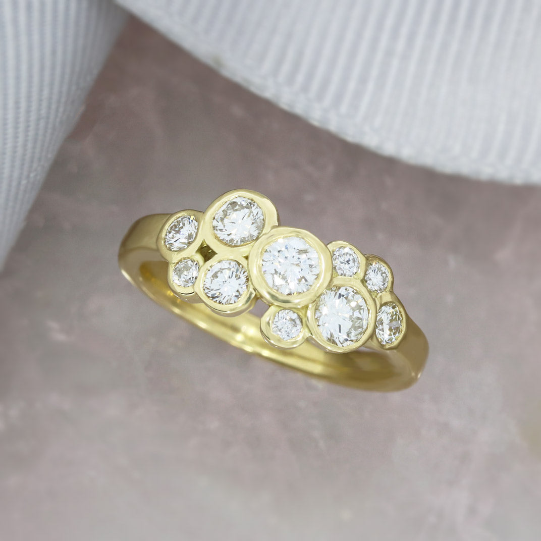Pre Owned 18ct Gold Diamond Bubble Cluster Ring 0.85ct
