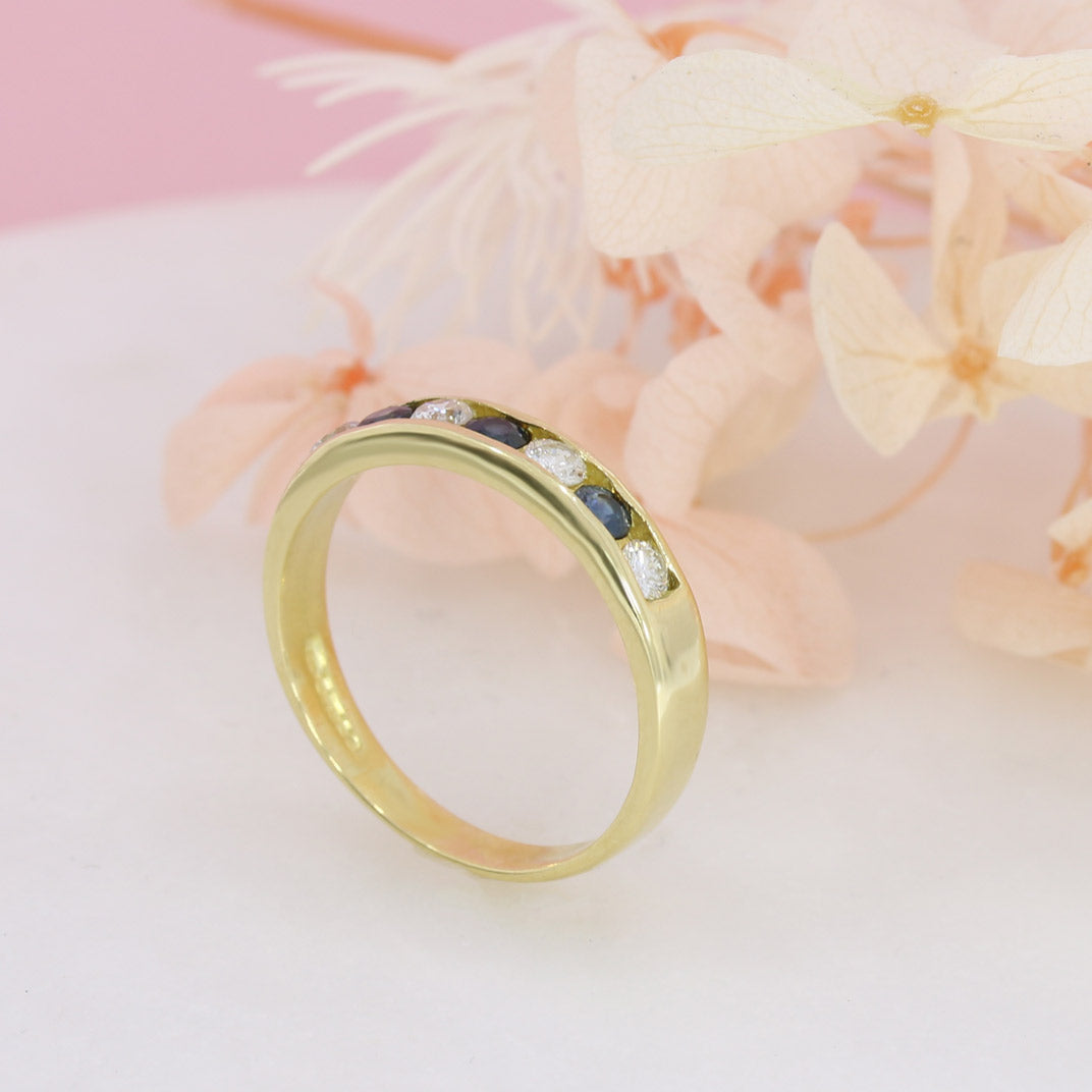 Pre Owned 18ct Gold Sapphire & Diamond Eternity Ring