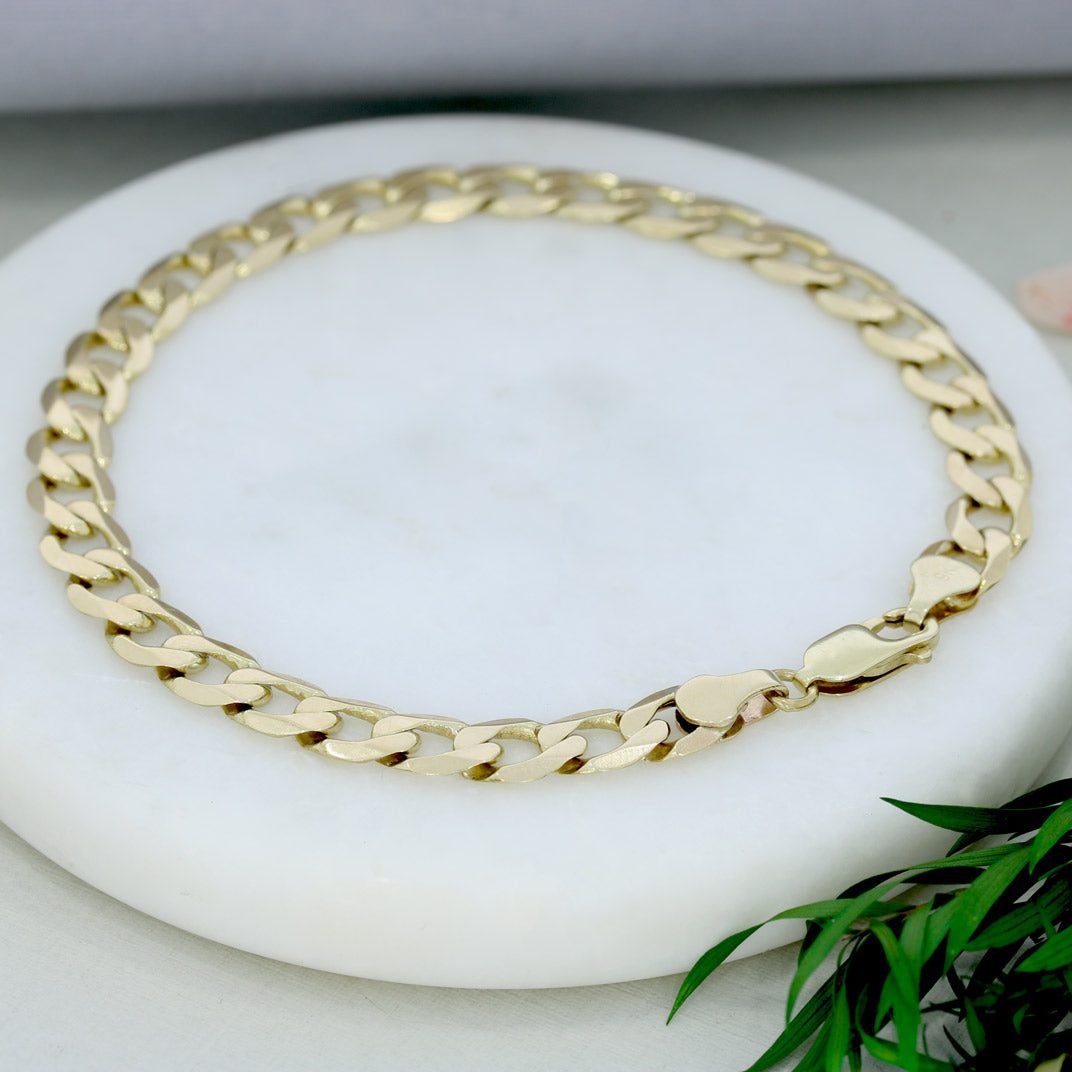 Pre Owned 9ct Yellow Gold Flat Curb Bracelet