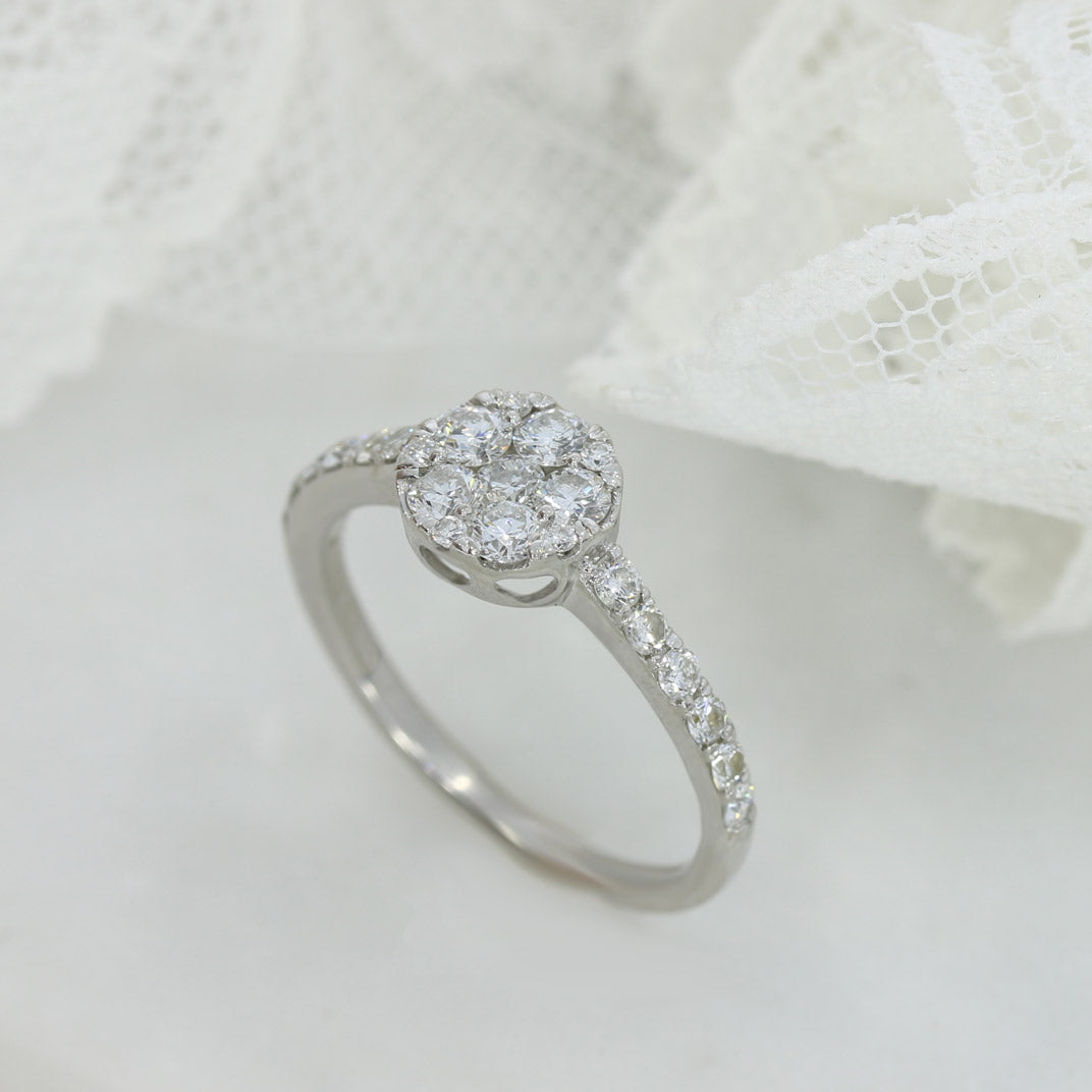 Pre Owned 18ct White Gold Diamond Cluster Ring 0.71ct