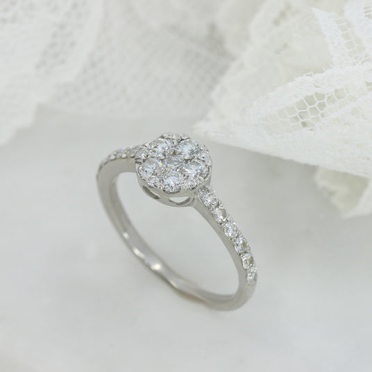 Pre Owned 18ct White Gold Diamond Cluster Ring 0.71ct