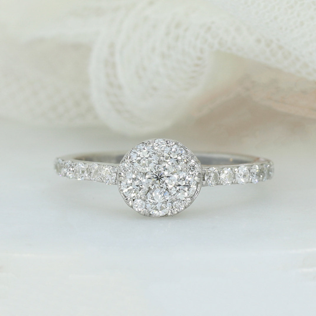 Pre Owned 18ct White Gold Diamond Cluster Ring 0.71ct