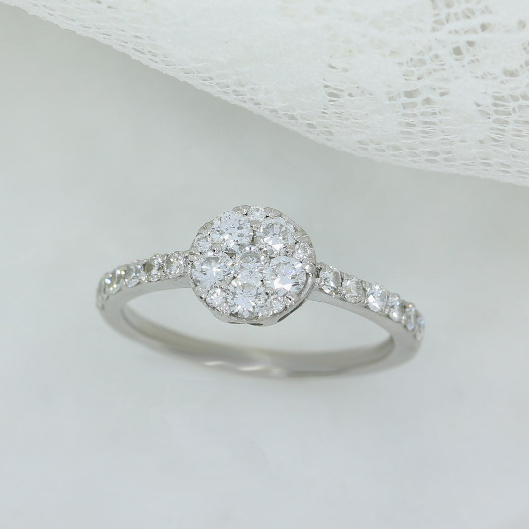 Pre Owned 18ct White Gold Diamond Cluster Ring 0.71ct