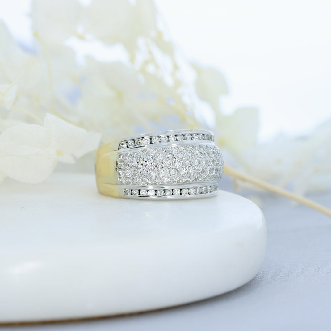 Pre Owned 18ct Gold Wide Domed Dress Ring