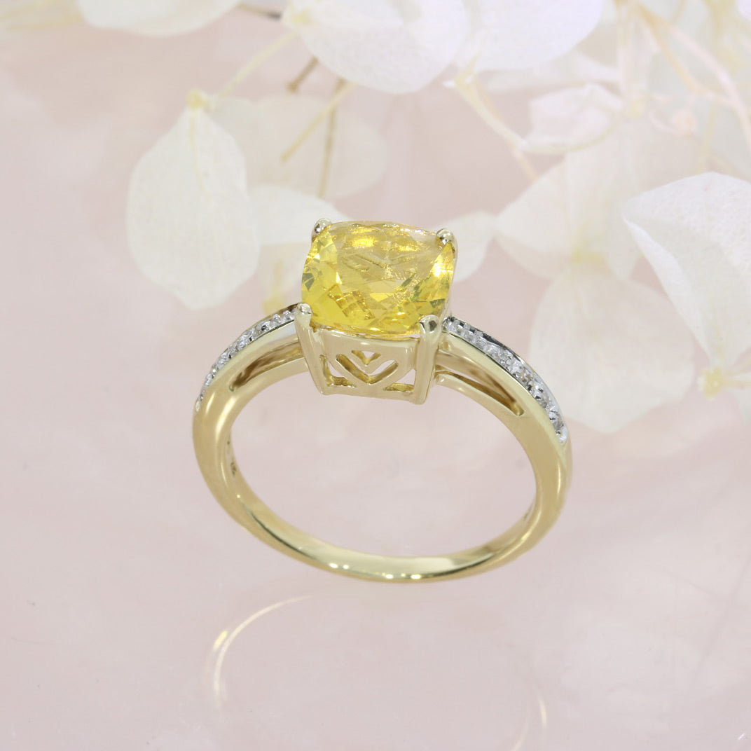 Pre Owned 9ct Yellow Gold Claw Set Citrine Solitaire Ring