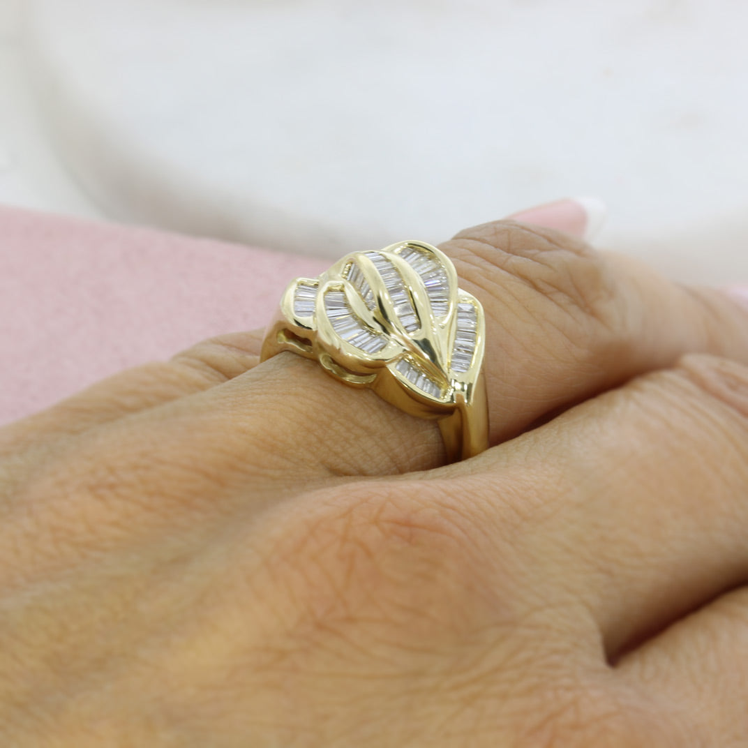 Pre Owned 14ct Yellow Gold Baguette Diamond Cluster Ring Approx 1.25ct