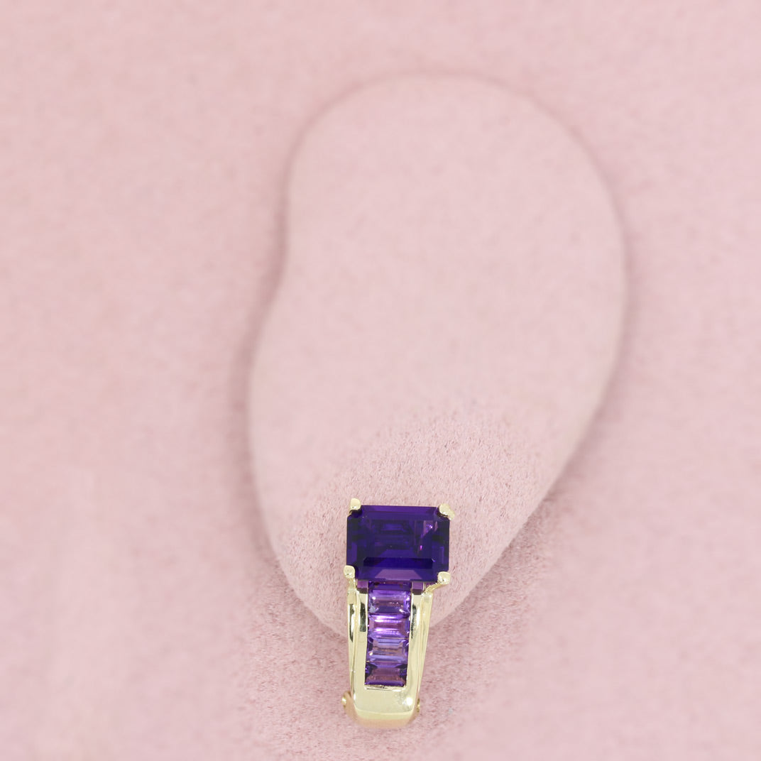 Pre Owned 14ct Yellow Gold Amethyst Earrings