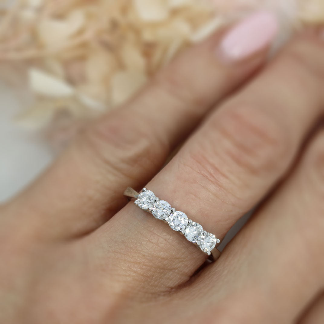 Platinum Diamond Claw Set Half Eternity Ring 0.77ct