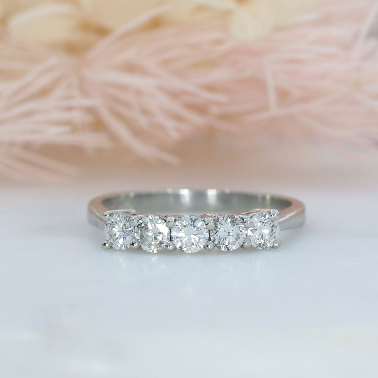 Platinum Diamond Claw Set Half Eternity Ring 0.77ct