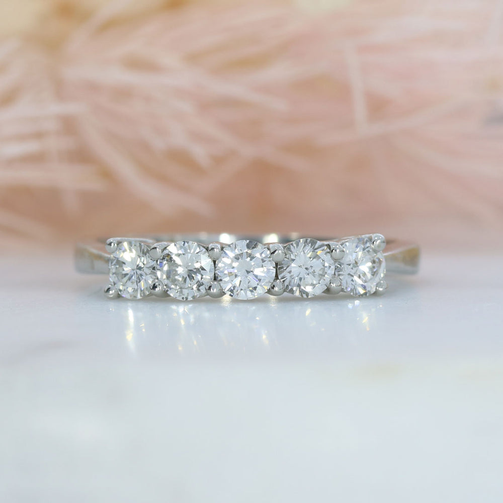 Platinum Diamond Claw Set Half Eternity Ring 0.77ct