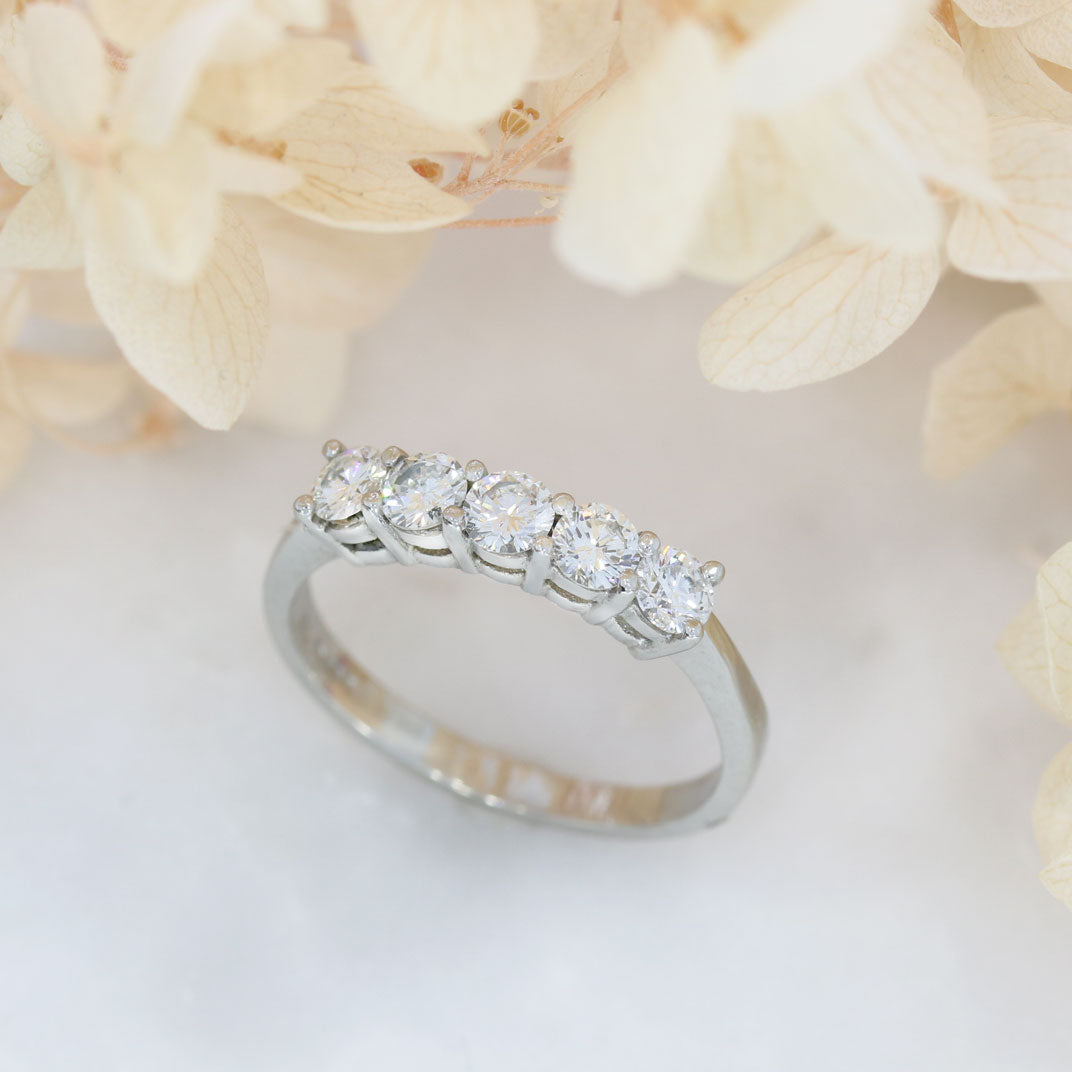 Platinum Diamond Claw Set Half Eternity Ring 0.77ct