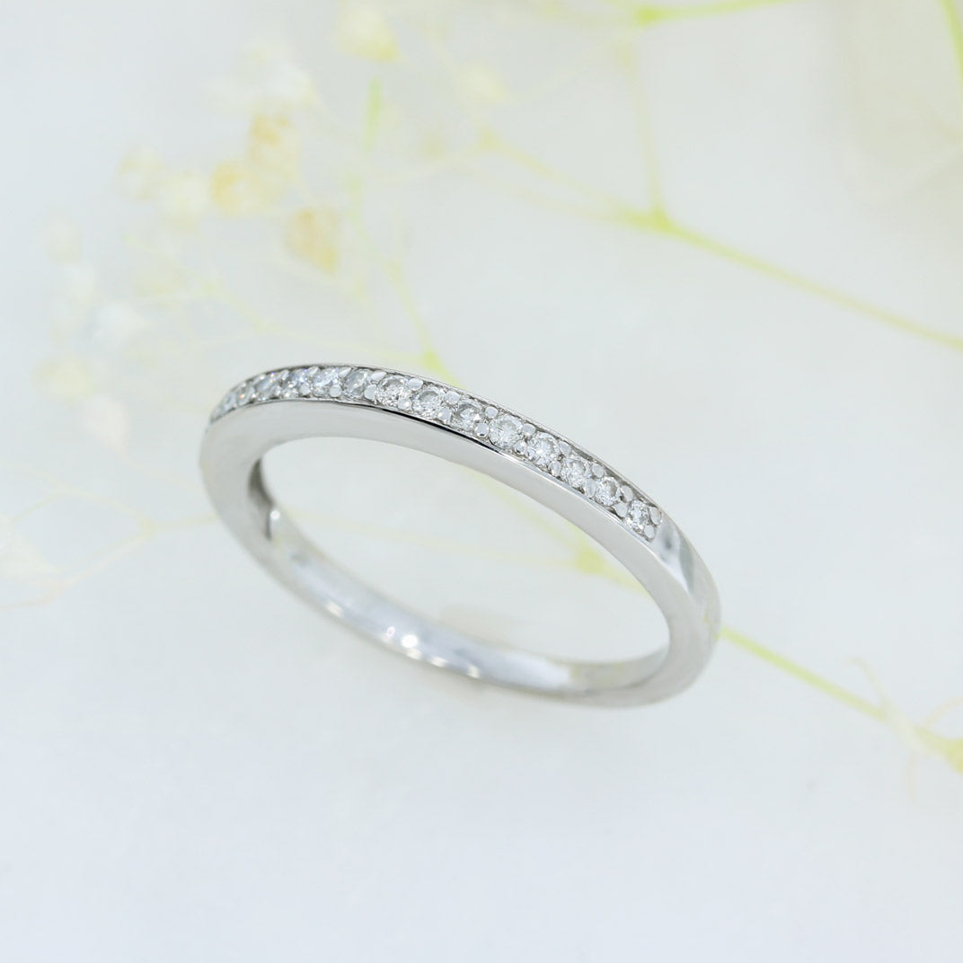Pre Owned 18ct White Gold Narrow Pave Set Diamond Eternity Ring
