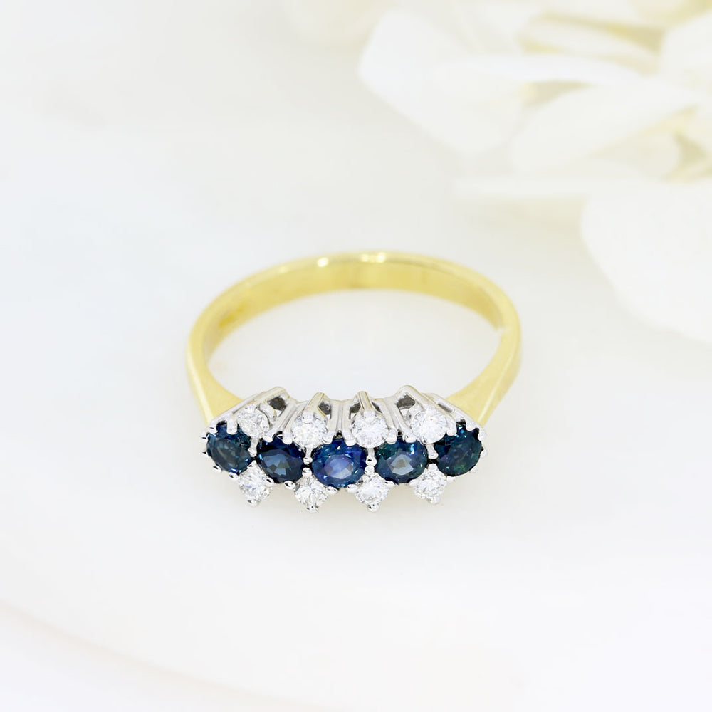 18ct Yellow Gold Sapphire & Diamond Fancy Cluster Ring