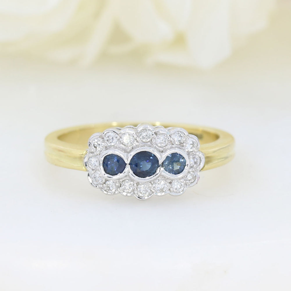 18ct Gold Sapphire & Diamond Fancy Cluster Ring