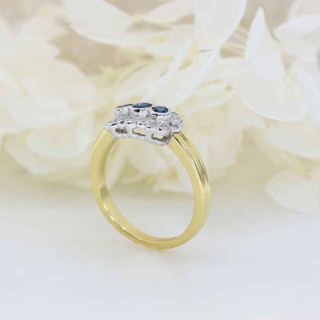 18ct Gold Sapphire & Diamond Fancy Cluster Ring