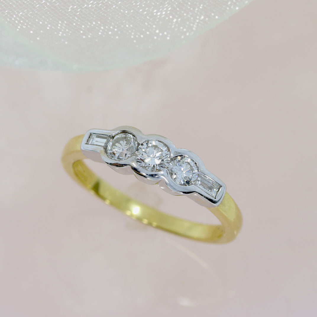 18ct Yellow Gold Fancy Diamond 5 Stone Ring 0.50ct