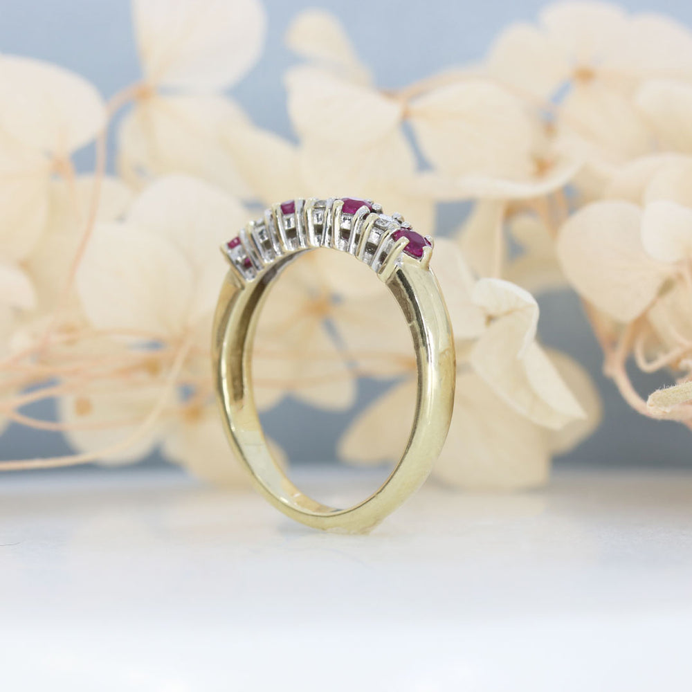 9ct Gold Claw Set Ruby & Diamond Eternity Ring