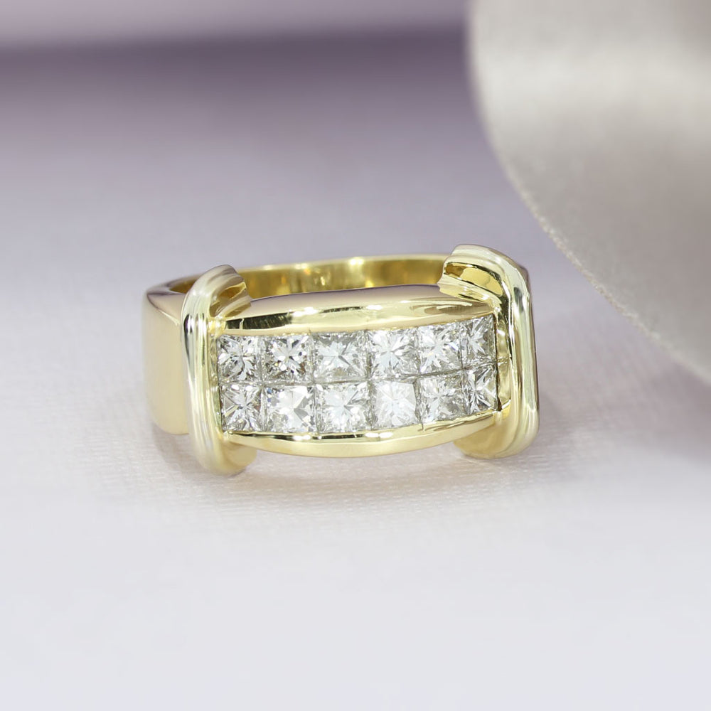 Pre Owned 18ct Gold Princess Cut Diamond Dress Ring Approx 1.50ct G-H SI1