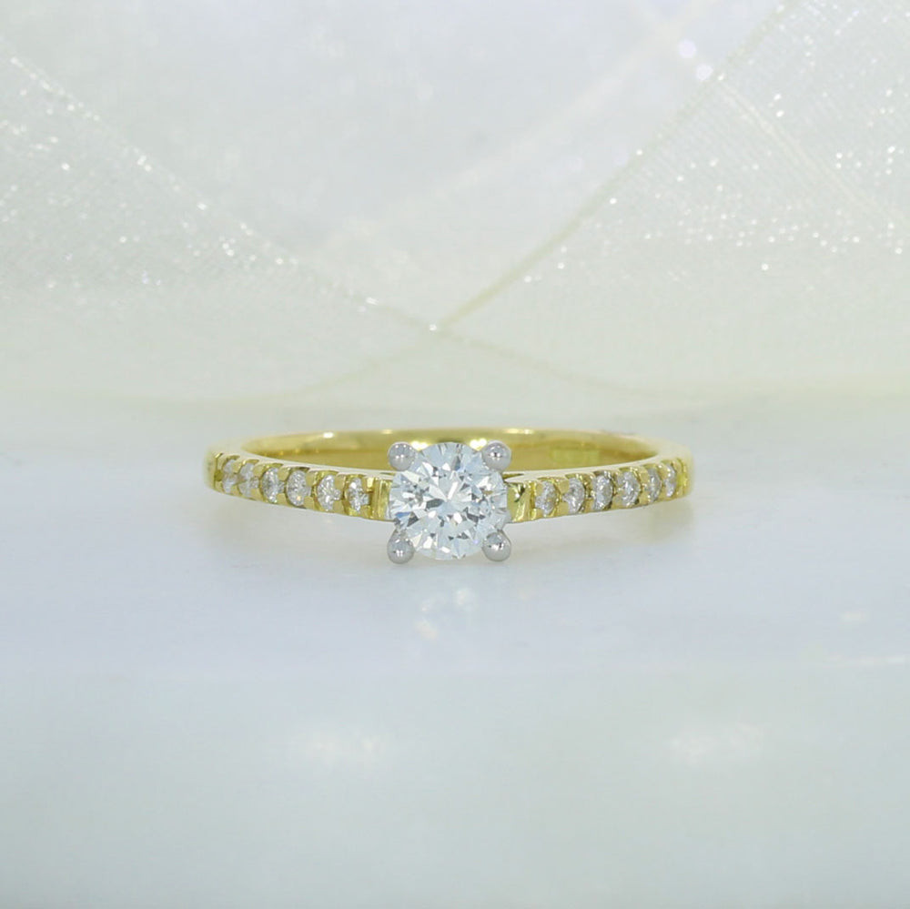 Pre Owned 18ct Solitaire Ring with Diamond Set Shoulders 0.47ct