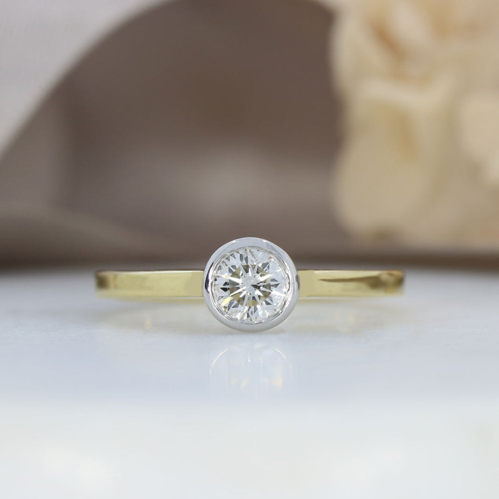 Pre Owned 18ct Yellow Gold Rubover Set Diamond Solitaire Ring Approx 0.50ct