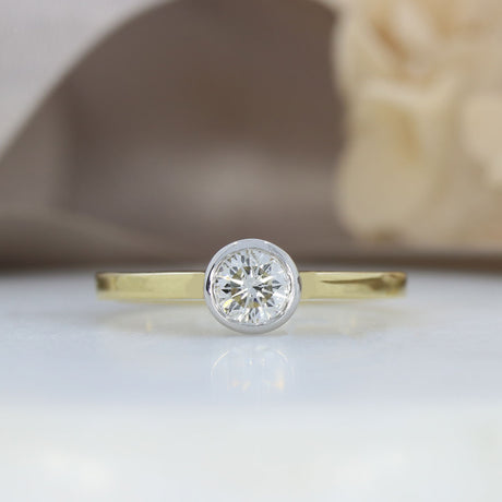 Pre Owned 18ct Yellow Gold Rubover Set Diamond Solitaire Ring Approx 0.50ct