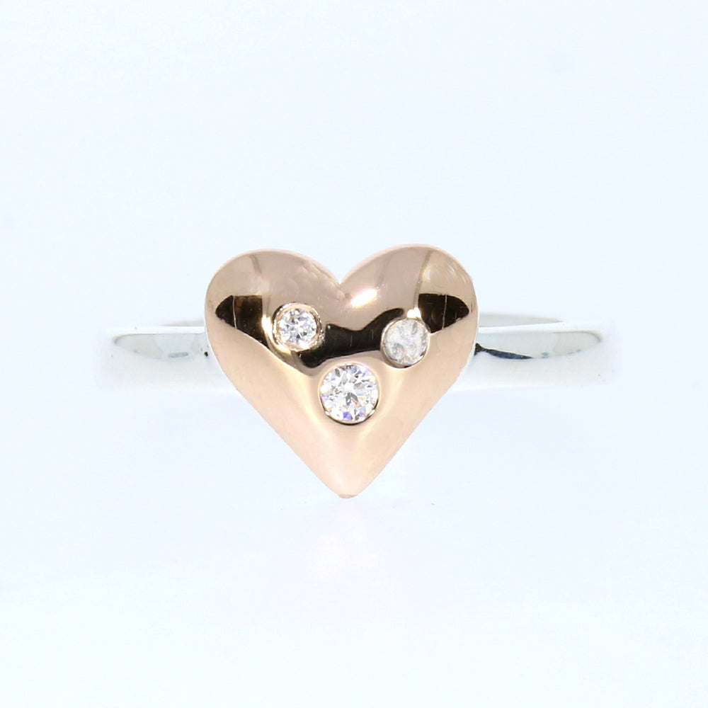 Silver Heart Rose Gold Ring