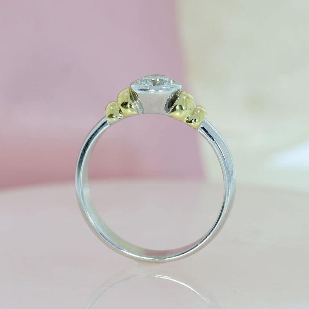 Pre Owned 18ct White Gold Diamond Solitaire with Yellow Gold Shoulders 0.45ct