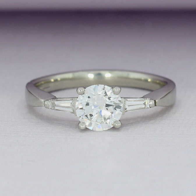 Pre Owned Platinum Brilliant Cut & Baguette Solitaire Ring 1.19ct