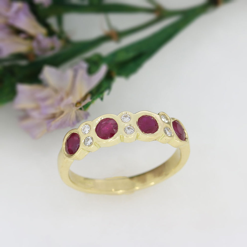 18ct Yellow Gold Ruby & Diamond Eternity Ring