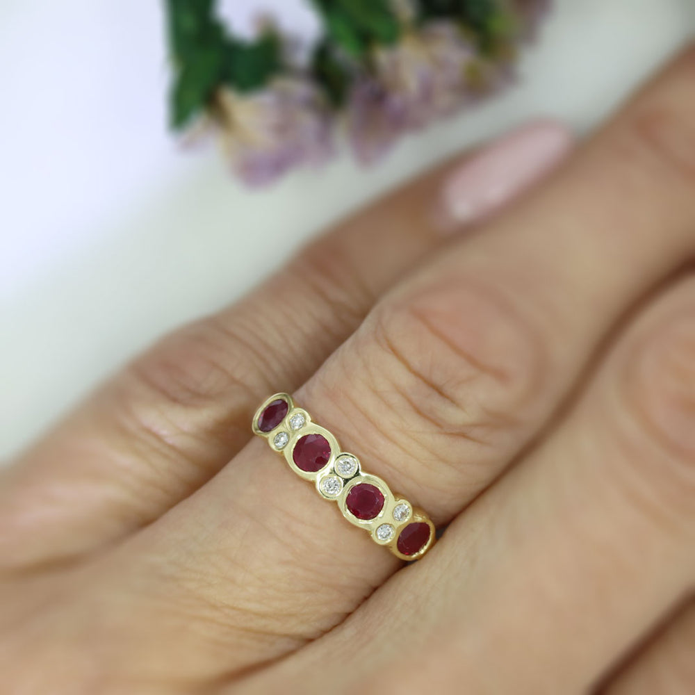 18ct Yellow Gold Ruby & Diamond Eternity Ring