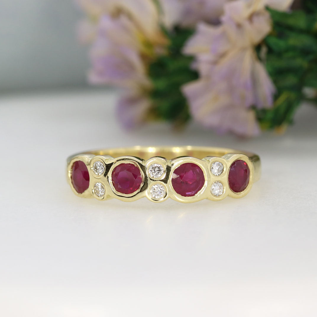 18ct Yellow Gold Ruby & Diamond Eternity Ring