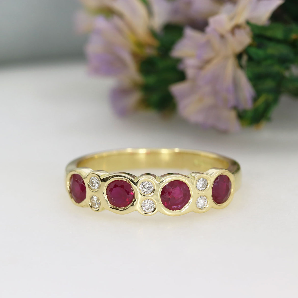 18ct Yellow Gold Ruby & Diamond Eternity Ring