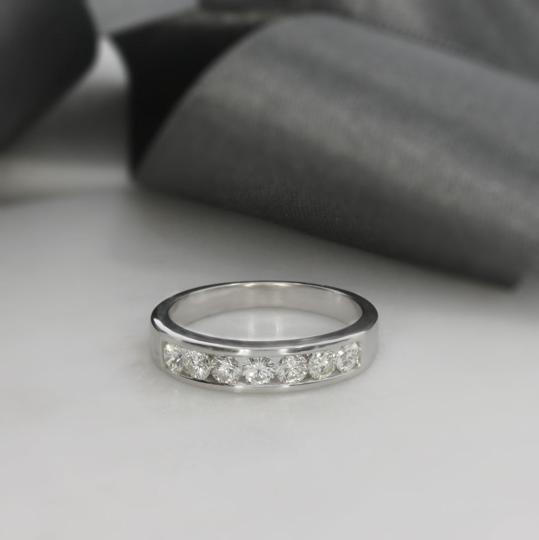 9ct White Gold Channel Set Diamond Eternity Ring 0.64ct