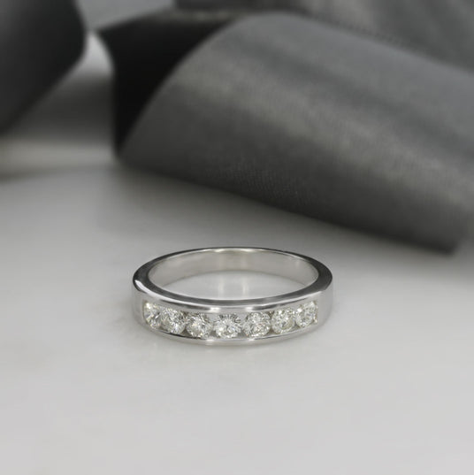 9ct White Gold Channel Set Diamond Eternity Ring 0.64ct