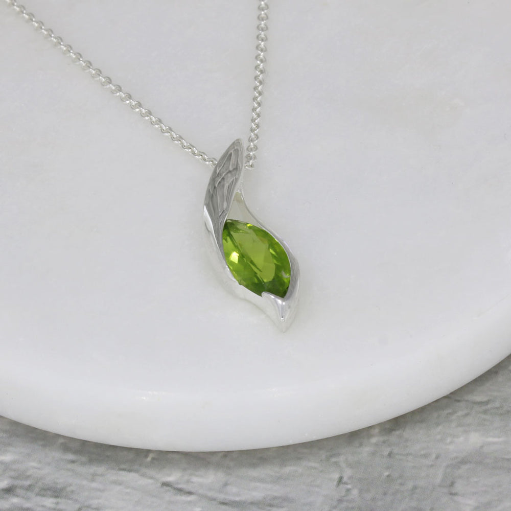 Silver Pendant With Stunning Large Marquise Peridot