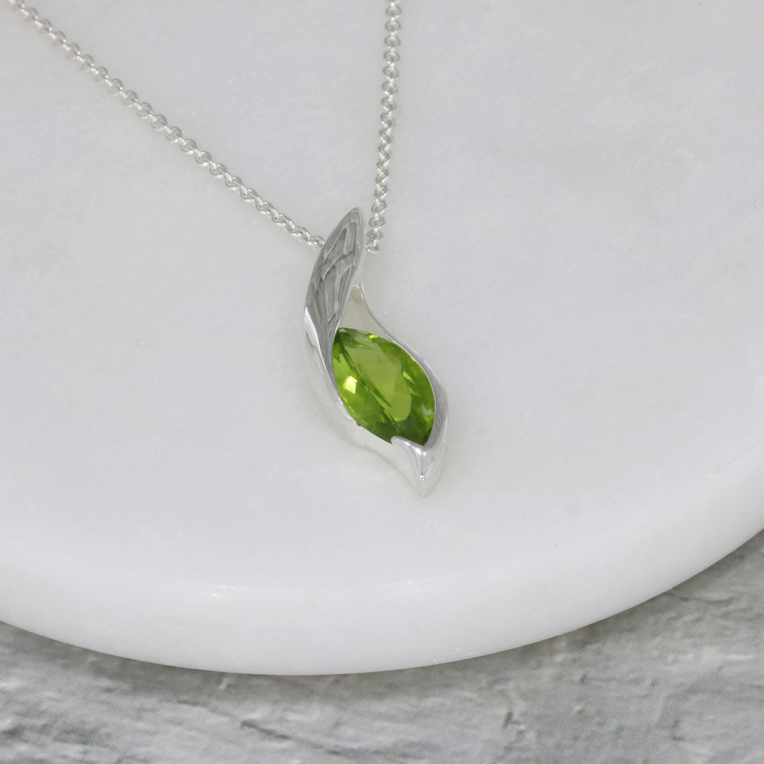 Silver Pendant With Stunning Large Marquise Peridot