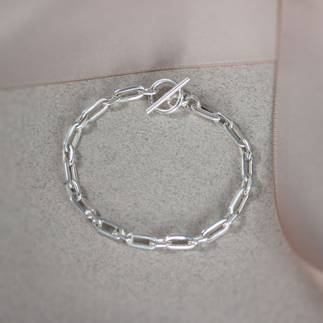Silver Paper Link Bracelet With T-Bar