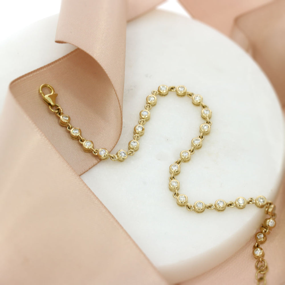 9ct Yellow Gold Diamond Set Bracelet 0.95ct