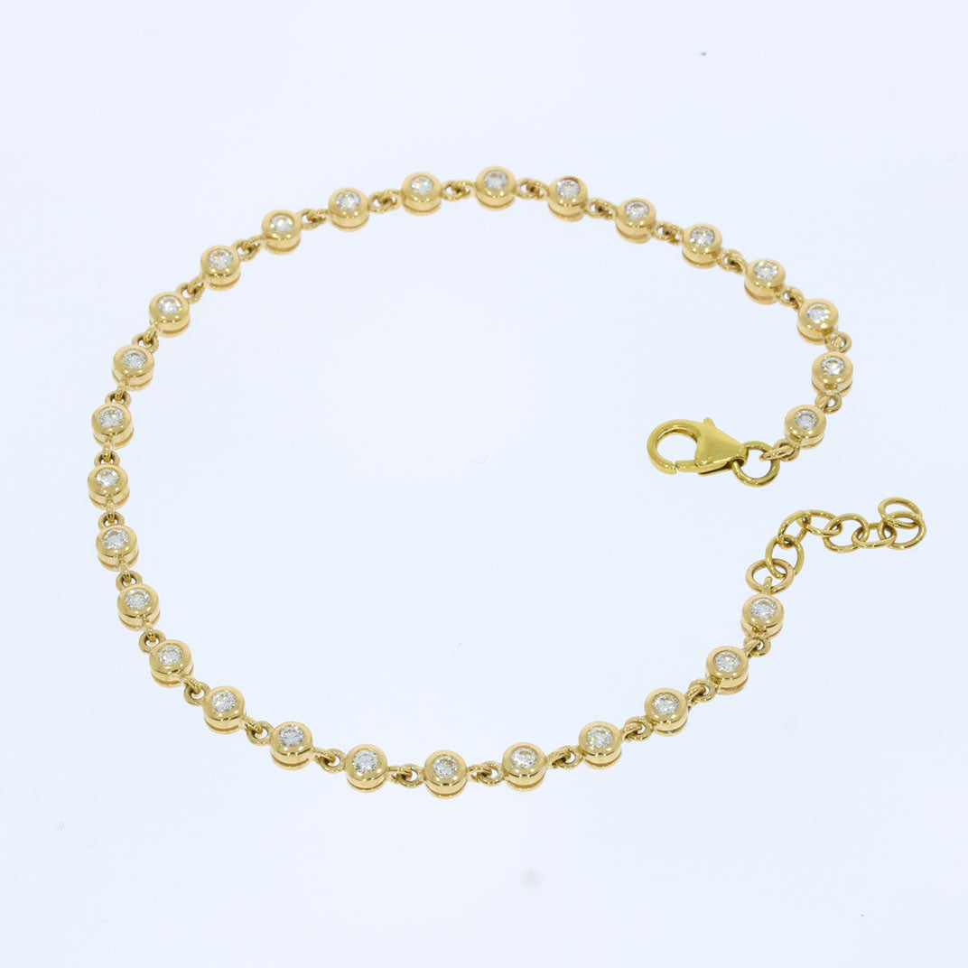 9ct Yellow Gold Diamond Set Bracelet 0.95ct