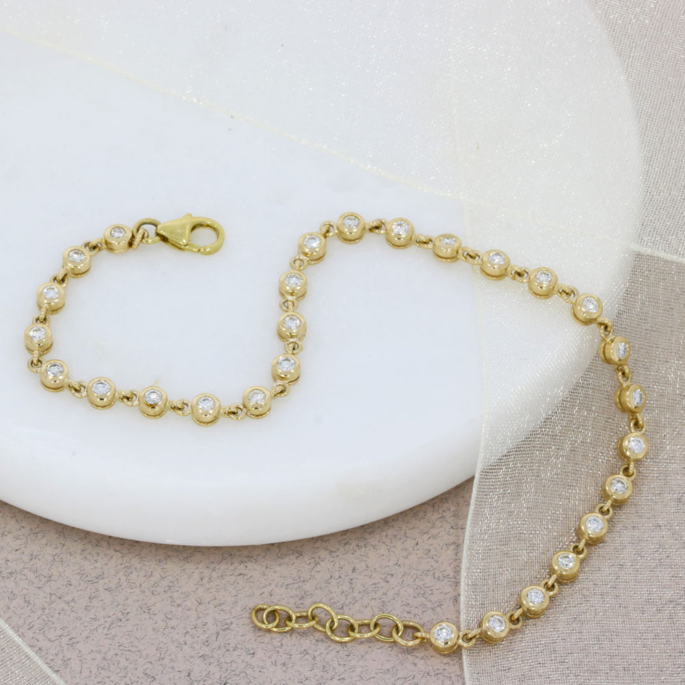 9ct Yellow Gold Diamond Set Bracelet 0.95ct