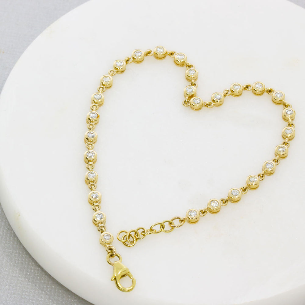 9ct Yellow Gold Diamond Set Bracelet 0.95ct