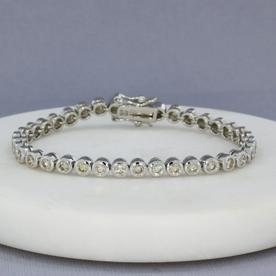 9ct White Gold Rub Over Set Diamond Line Bracelet  2.60ct