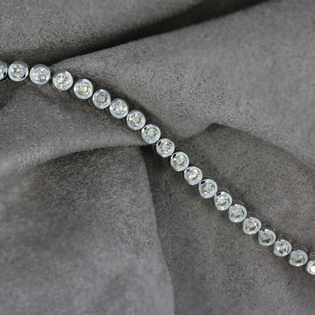 9ct White Gold Rub Over Set Diamond Line Bracelet  2.60ct